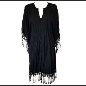 Chelsea & Violet Black Crochet Tassle Dress Large